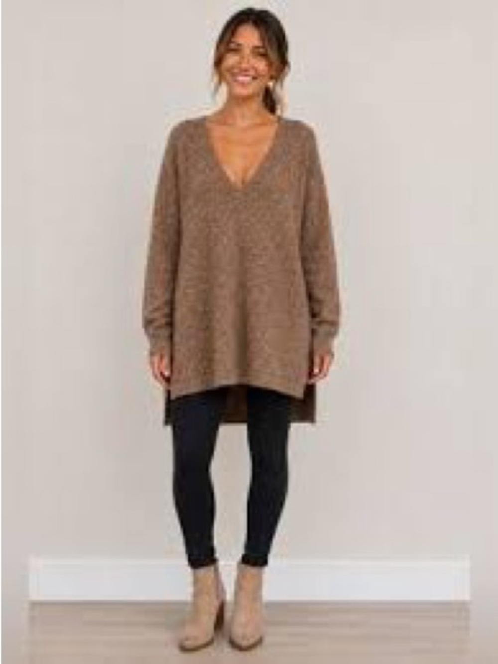POL Slouchy Oversized V-neck Sweater‎